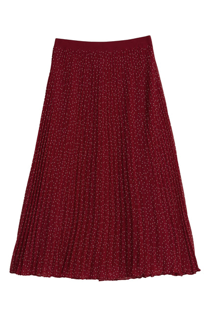Riley Raindrop Pleated Midi Skirt - Red - Styled