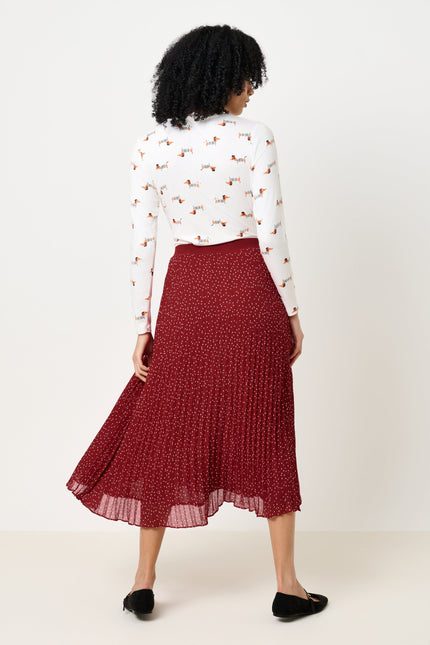 Riley Raindrop Pleated Midi Skirt - Red - Back