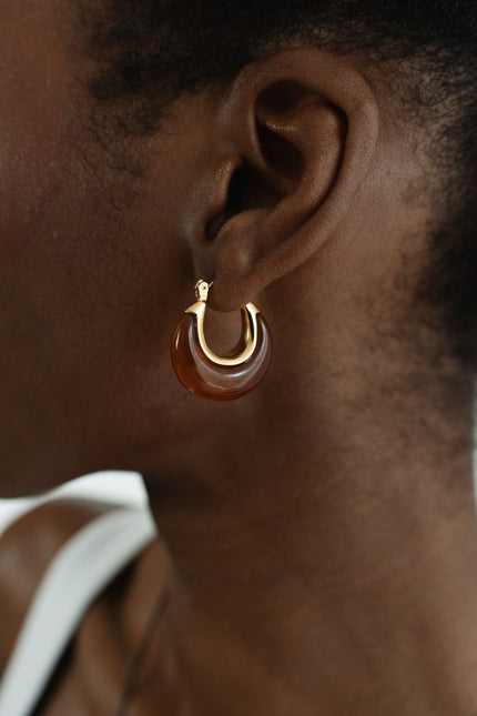 Miss Cecilia | Crescent Amber Hoops