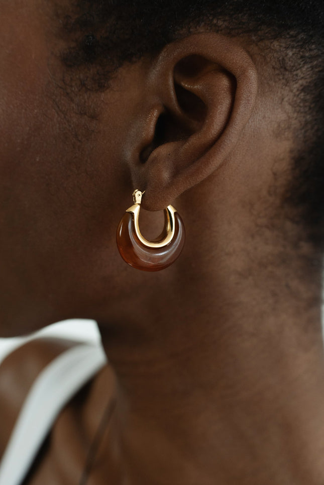 Miss Cecilia | Crescent Amber Hoops
