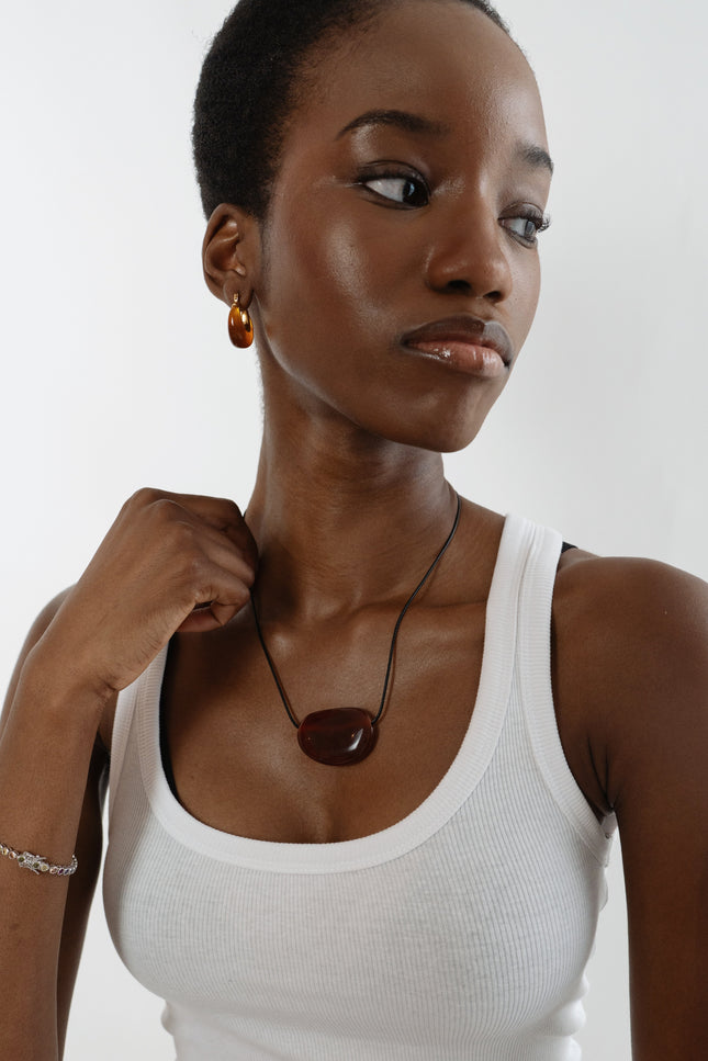 Miss Cecilia | Crescent Amber Hoops