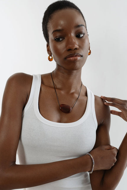 Miss Cecilia | Crescent Amber Hoops