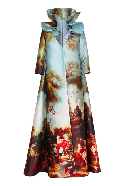 Royal Garden Long Coat – Sculptural Collar