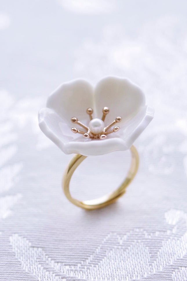 Poporcelain | Snow-White Plum Blossom Ring