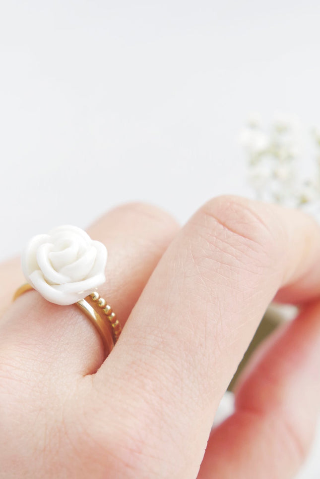 Poporcelain | White Cloud Rose Ring