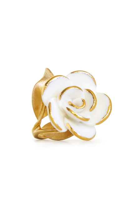 Poporcelain | White Cloud Rose Cocktail Ring