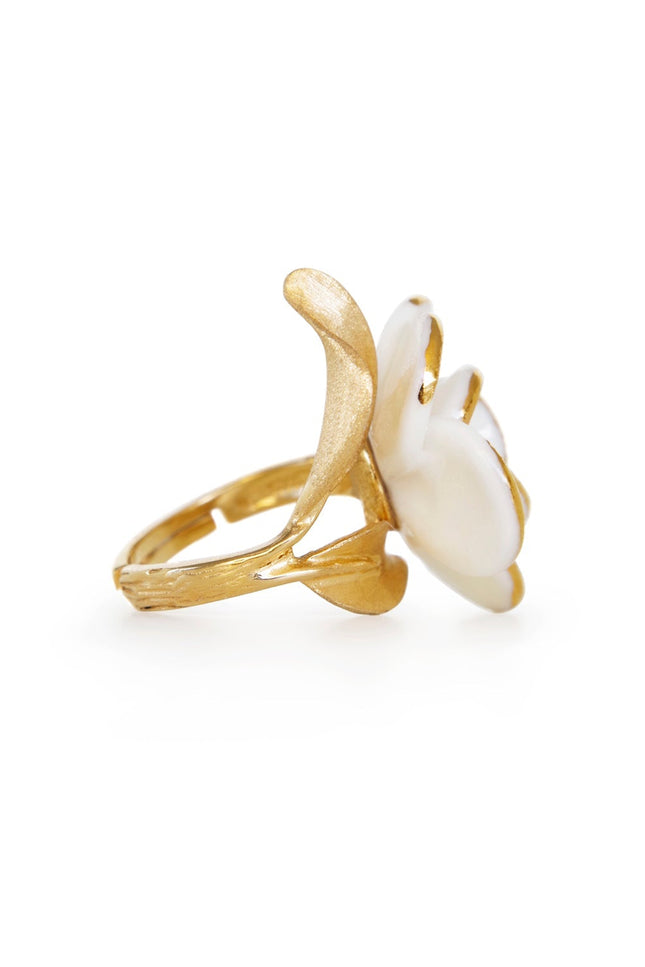 Poporcelain | White Cloud Rose Cocktail Ring