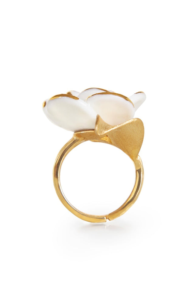 Poporcelain | White Cloud Rose Cocktail Ring
