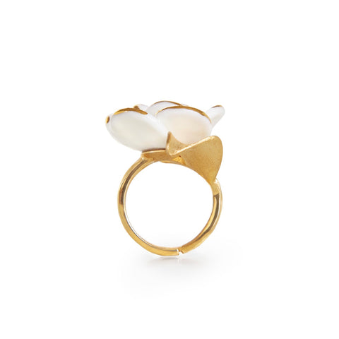 Poporcelain | White Cloud Rose Cocktail Ring