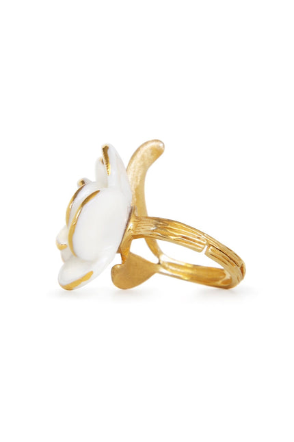 Poporcelain | White Cloud Rose Cocktail Ring