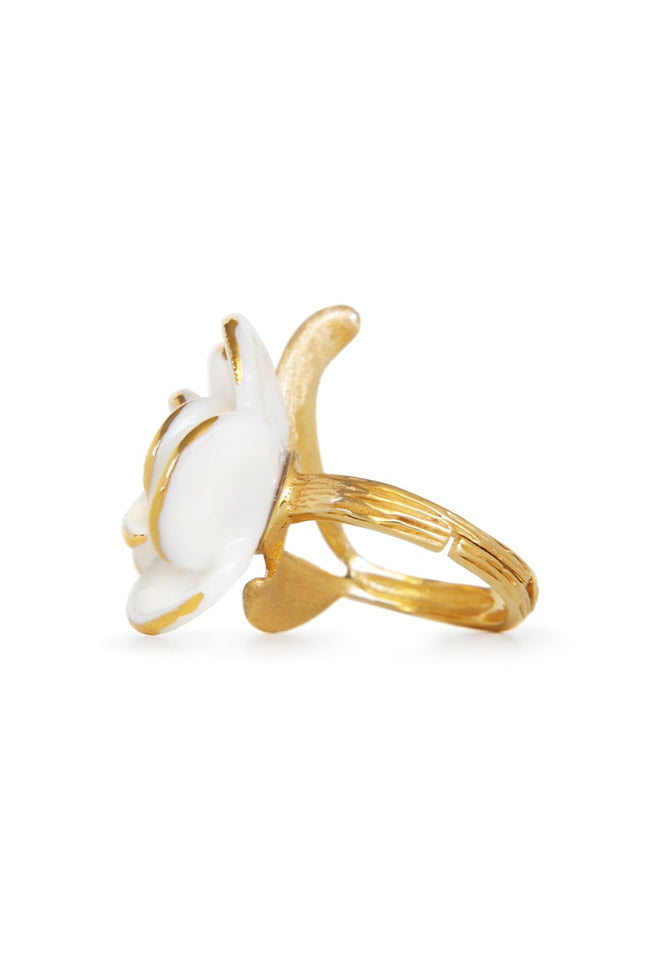 Poporcelain | White Cloud Rose Cocktail Ring