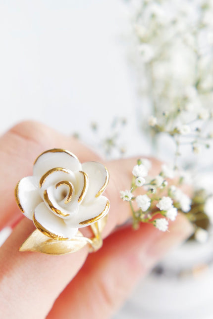 Poporcelain | White Cloud Rose Cocktail Ring