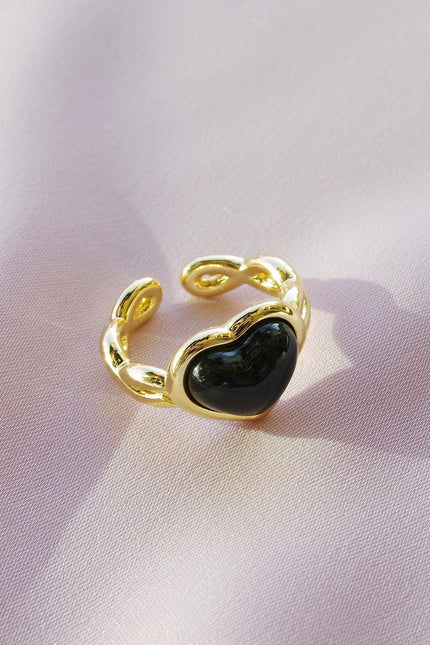 Poporcelain | Black Heart Braided Ring