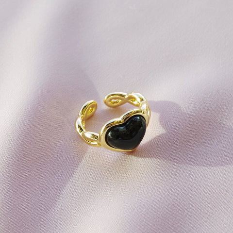 Poporcelain | Black Heart Braided Ring