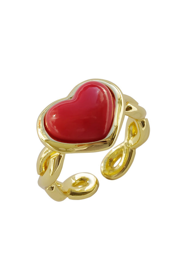 Poporcelain | Red Heart Braided Ring