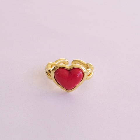 Poporcelain | Red Heart Braided Ring