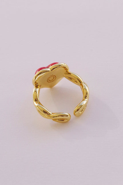 Poporcelain | Red Heart Braided Ring