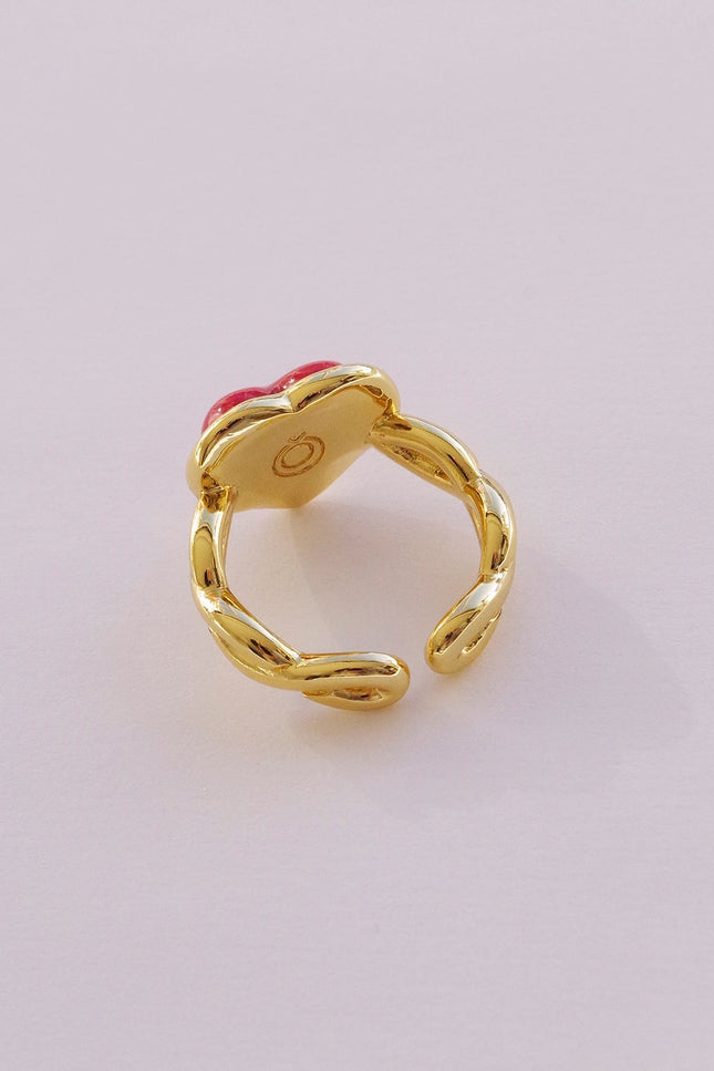 Poporcelain | Red Heart Braided Ring