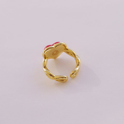 Poporcelain | Red Heart Braided Ring