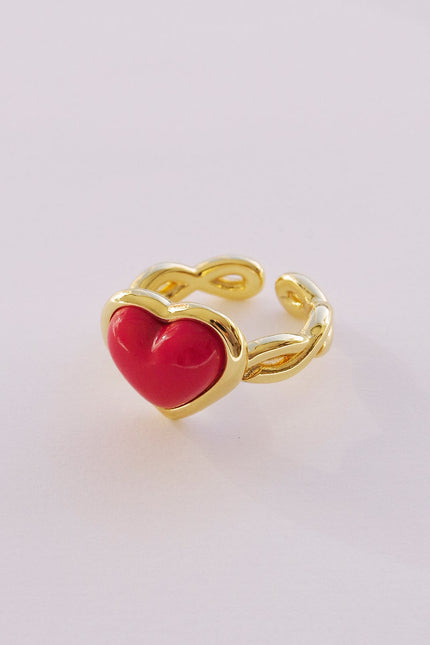 Poporcelain | Red Heart Braided Ring