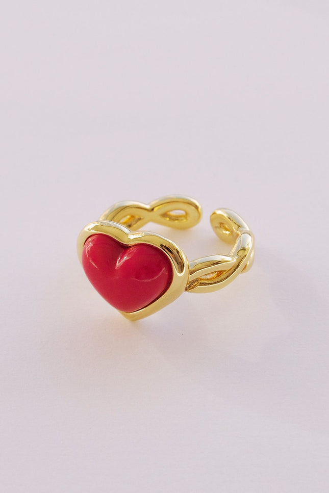 Poporcelain | Red Heart Braided Ring