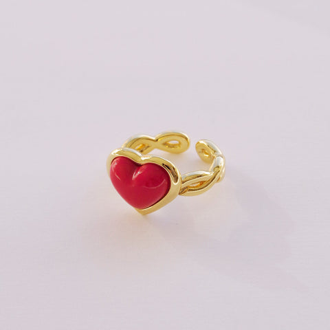 Poporcelain | Red Heart Braided Ring