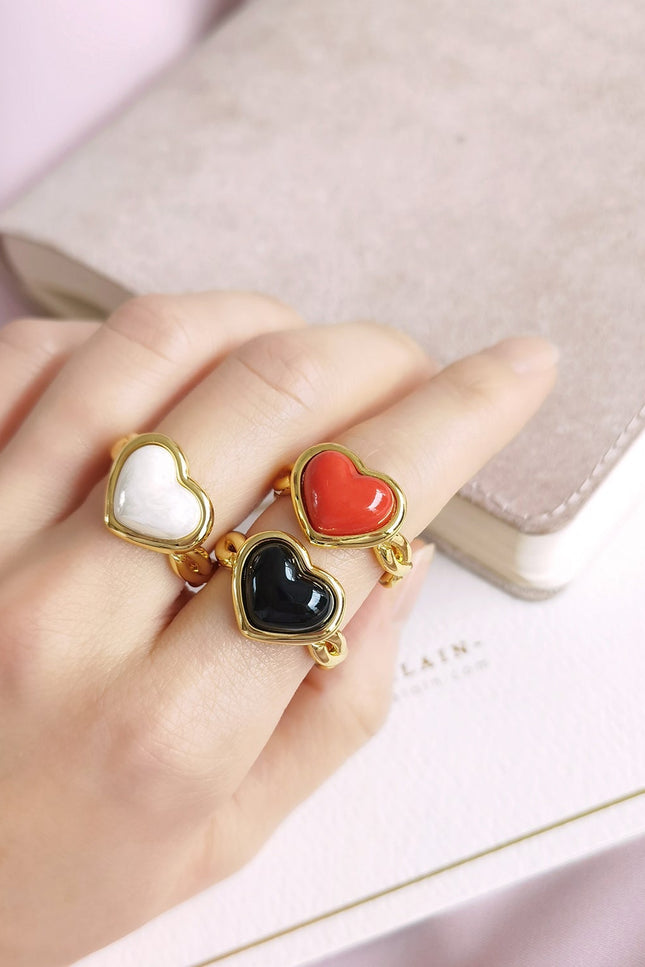 Poporcelain | Pearly White Heart Braided Ring