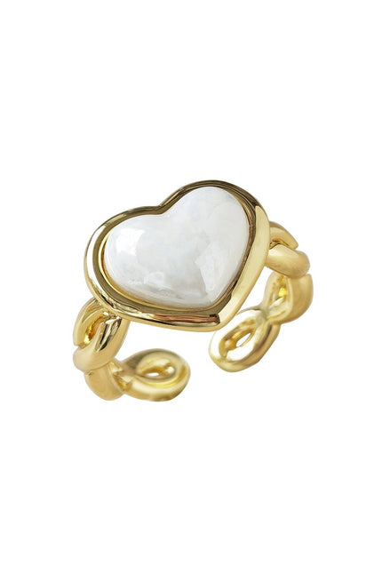 Poporcelain | Pearly White Heart Braided Ring