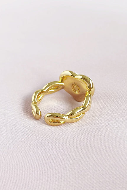 Poporcelain | Pearly White Heart Braided Ring