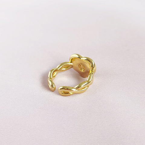 Poporcelain | Pearly White Heart Braided Ring