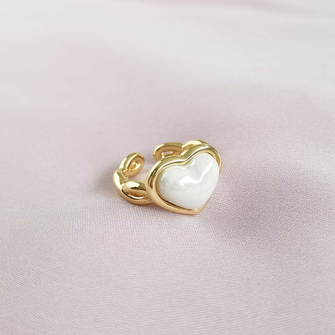 Poporcelain | Pleciony pierścionek z serduszkiem Pearly