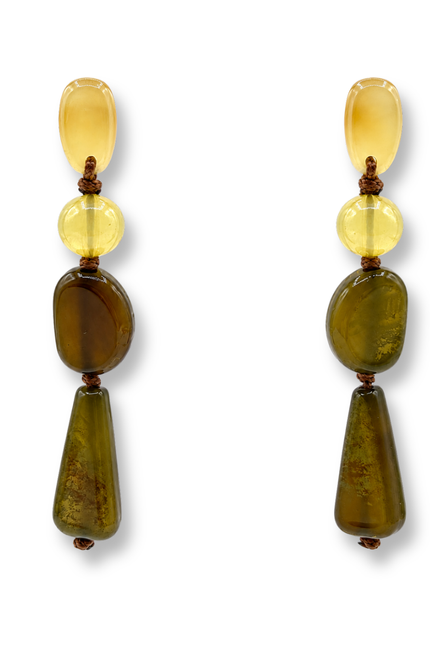 Rachel Lightweight Shades Of Olive Resin Drop Earrings