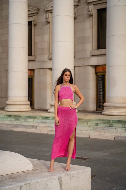 Radiant Skirt - Rose NORGÄTE alpaca knitwear sustainably made in Peru