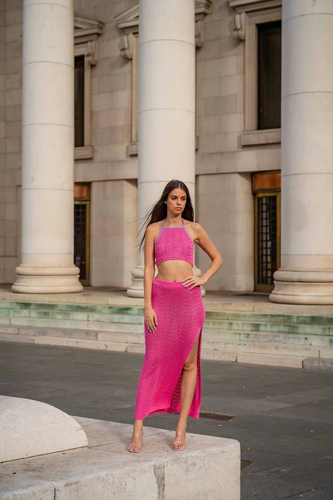 Radiant Skirt - Rose NORGÄTE alpaca knitwear sustainably made in Peru