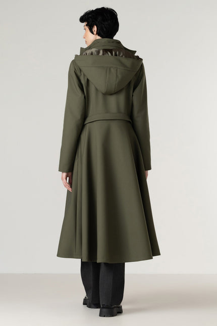 RainSisters | Green Fit and Flare Winter Coat | Moss In Winter