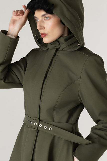 RainSisters | Green Fit and Flare Winter Coat | Moss In Winter