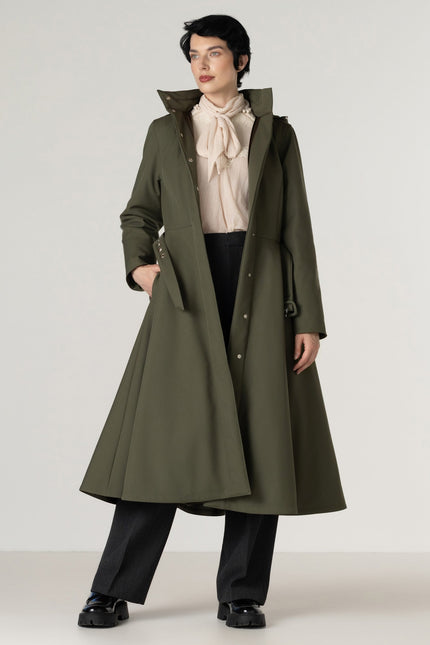 RainSisters | Green Fit and Flare Winter Coat | Moss In Winter