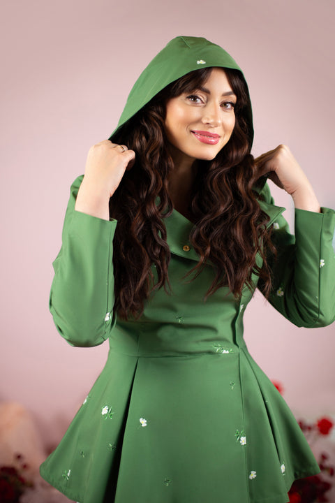 RainSisters | Double Breasted Jacket with Detachable Hood in Green 'Primrose Green'