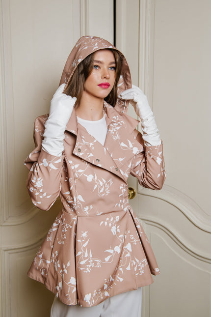 beige pink shade jacket with hood