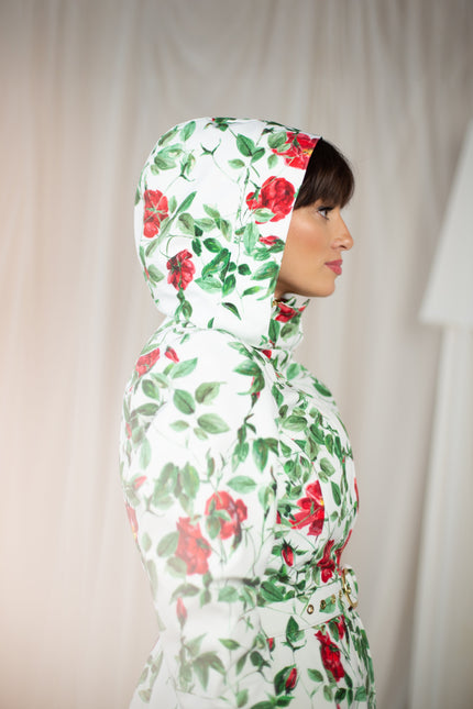 Hooded white coat named Charming Rose