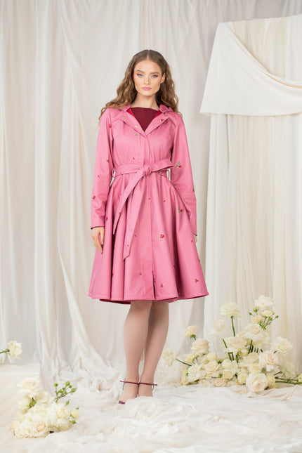 Raspberry Sorbet coat has elegant and feminine cut