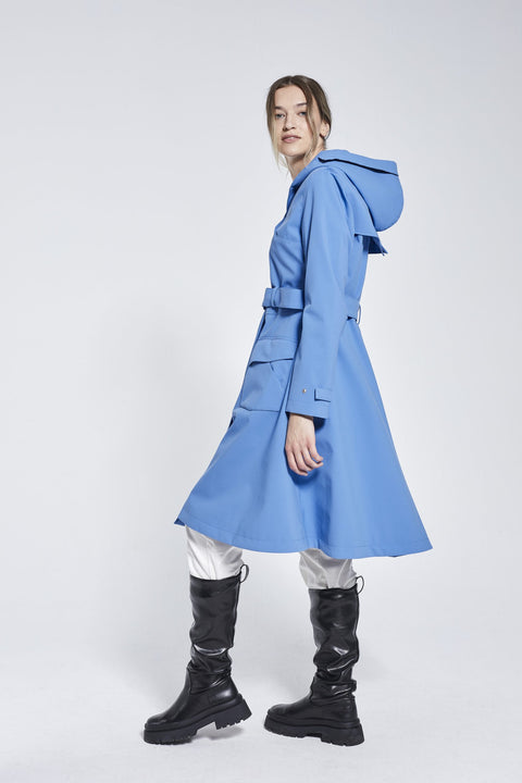 Ducktail Rainwear I OCEAN BLUE FLARE RAINCOAT - recycled materials