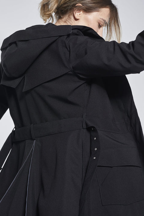 Ducktail Rainwear I BLACK FLARE RAINCOAT - recycled materials