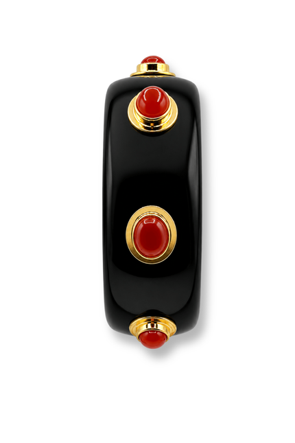 Renee Bangle In Black Resin And Carnelian Stones