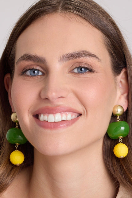 Michael Nash Jewelry | Analise Triple Green And Yellow Resin Pierced Earrings