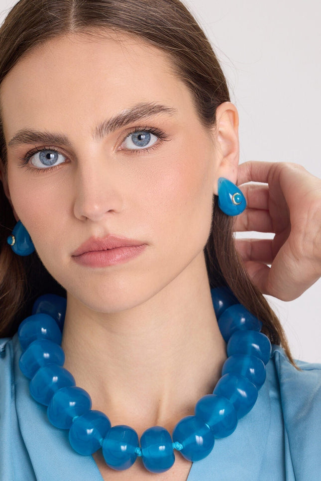 Michael Nash Jewelry | Rosamund Cerulean Blue Resin Pierced Earrings