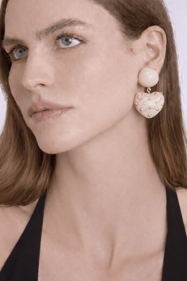 Michael Nash Jewelry | Lavinia Mother Of Pearl Resin Studded Heart Drop Earrings