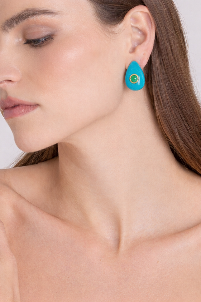 Michael Nash Jewelry | Rosamund Turquoise Resin Pierced Earrings