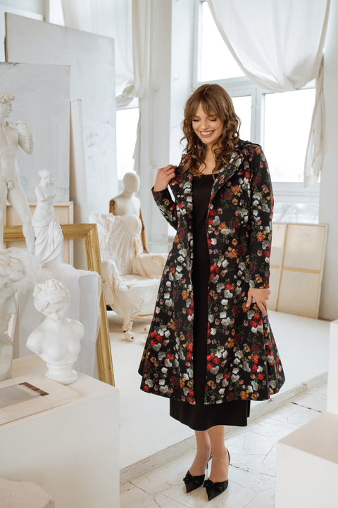 Dark Muse dress styled together with Rose Garden coat.