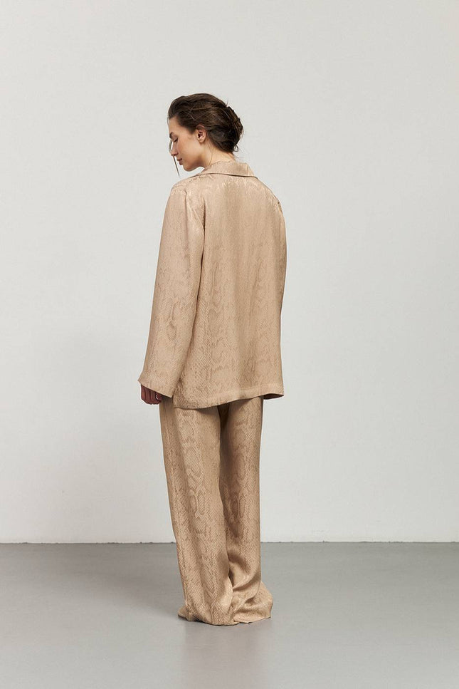 Kolosova | BEIGE PANTS WITH ANIMAL REPTILES PRINT